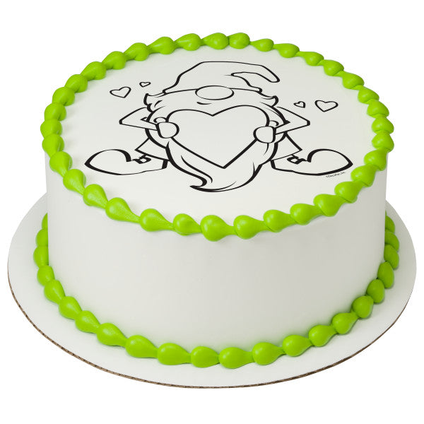 Paintable Love Gnome Edible Cake Topper Image