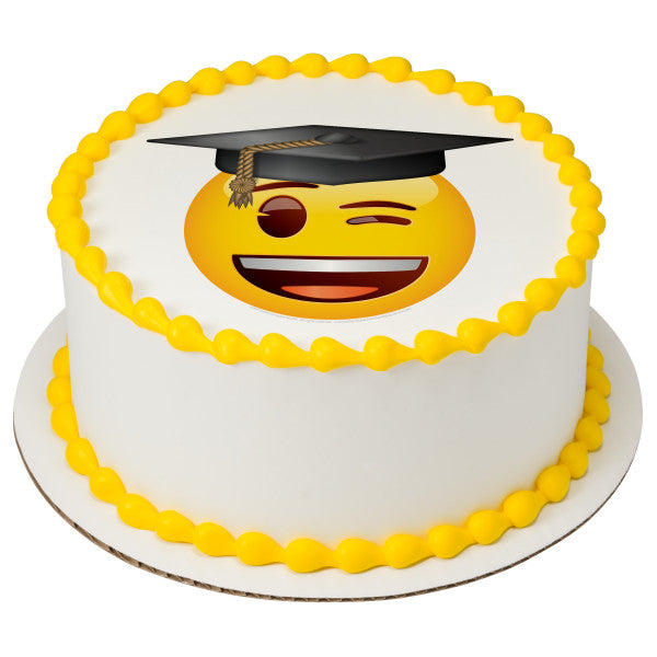 emoji® Smiley Grad Edible Cake Topper Image