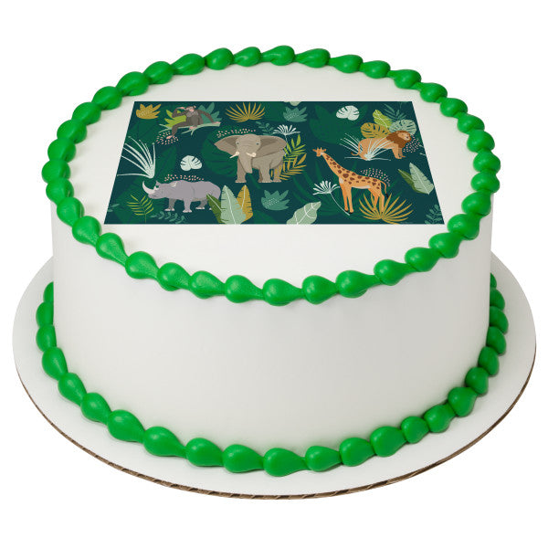 Safari Animals Pattern Edible Cake Topper Image