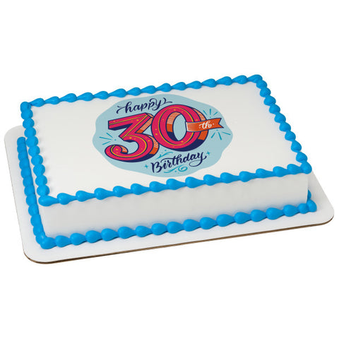 30th Birthday Edible Cake Topper Image