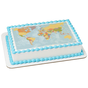 World Map Edible Cake Topper Image