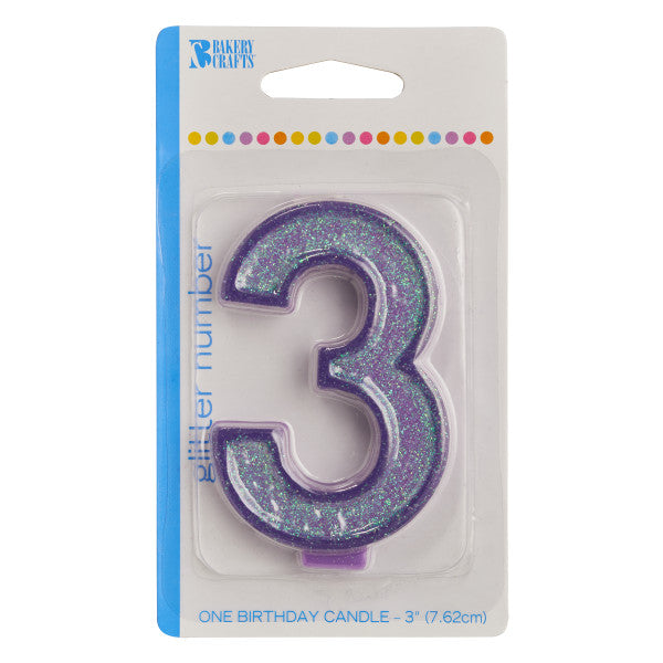 3 Glitter Numeral Candle
