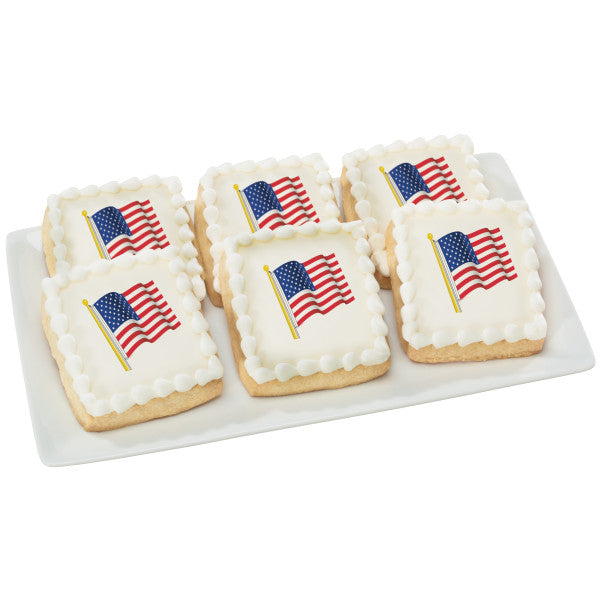 American Flag Edible Cake Topper Image