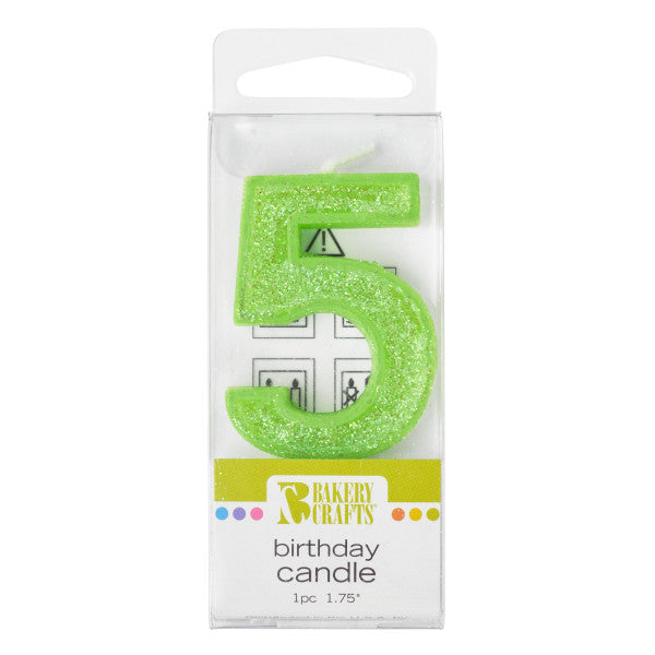 5 Mini Glitter Numeral Candle