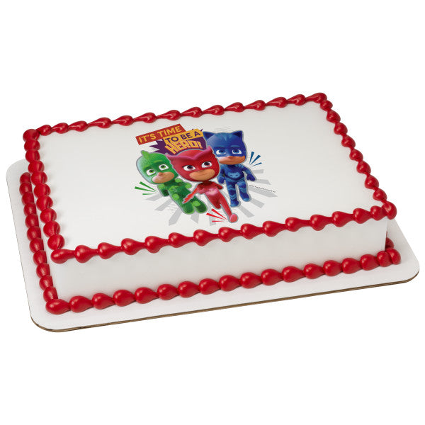 PJ Masks It's Time to be a Hero Edible Cake Topper Image