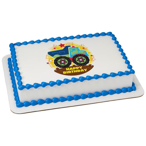 Happy Birthday Truck Edible Cake Topper Image