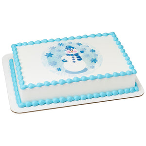 Friendly Snowman Edible Cake Topper Image