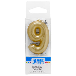 9 Mini Gold Numeral Candles