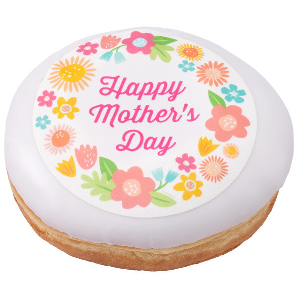 Marco de imagen de decoración comestible para tarta con corona de flores delicadas